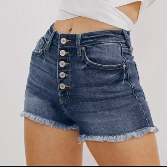 KanCan High Rise Frayed Hem Shorts - Picture 4 of 4